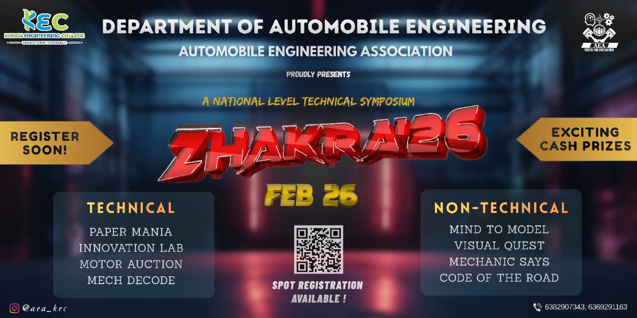ZHAKRA 26 National Level Technical Symposium Poster 